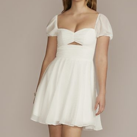 NWT Jules & Cleo White Shimmery Polka DotShort Sleeve Mini Dress Size 2 - Picture 2 of 13